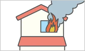 火災が発生している住宅のイラスト。