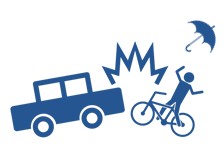 傘差し運転の自転車とクルマの事故